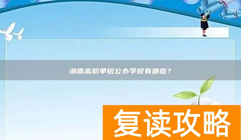 湖南高职单招公办学校有哪些？